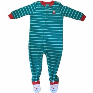 🎅Unisex Carter's 18M Zip-Up Fleece Footie Santa PJs🎅